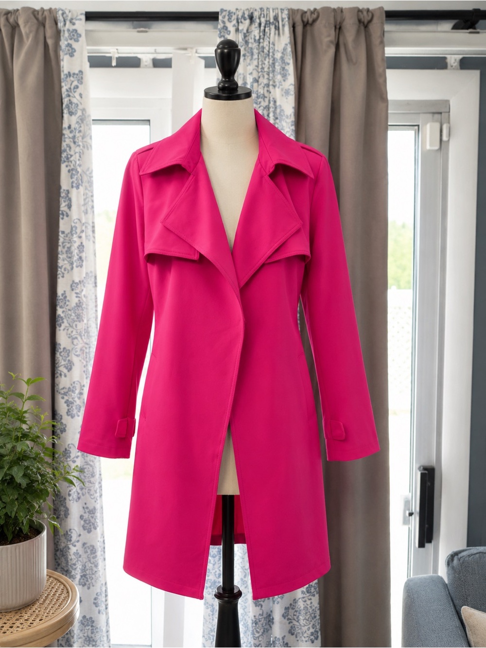 NWT Liz Claiborne Hot Pink Trench Coat